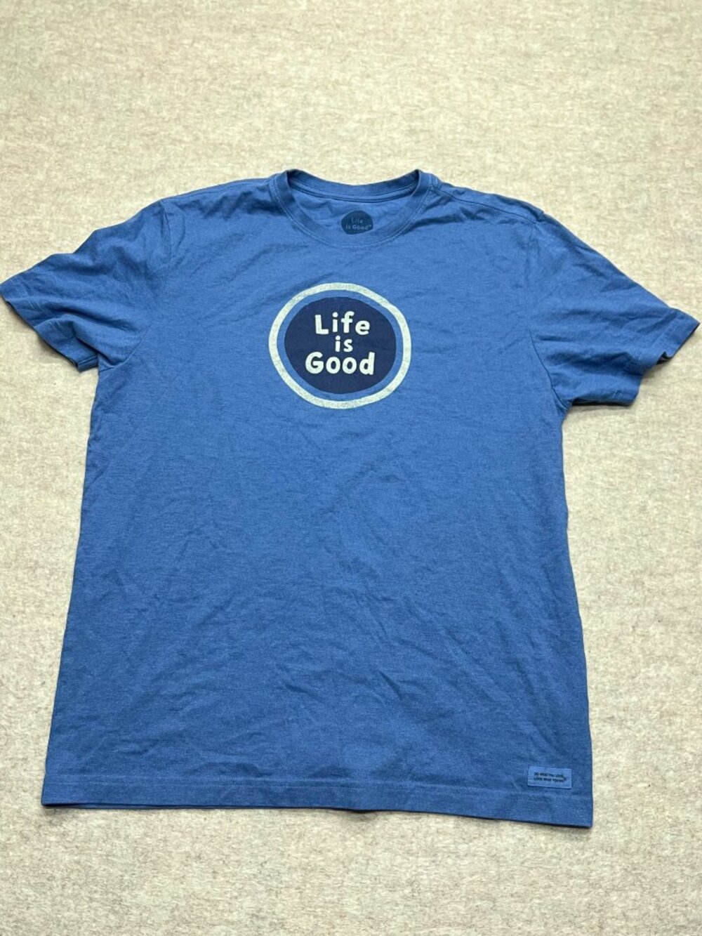 Life Is Good Blue Crewneck Short Sleeve Crusher T-shirt Large Outdoor Gorp
